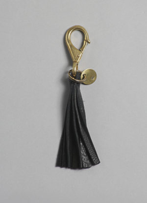 Leather Tassel Key Fob in Black