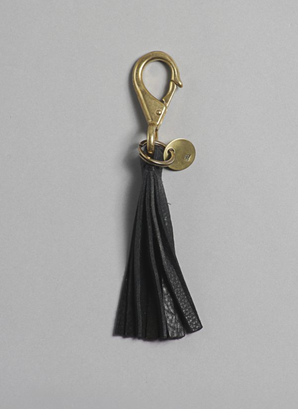 Leather Tassel Key Fob in Black