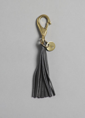 Leather Tassel Key Fob in Charcoal