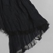 Silk Cotton Crinkle Scarf in Black