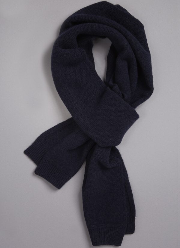 Cashmere Blend Rectangular Scarf In Midnight Blue