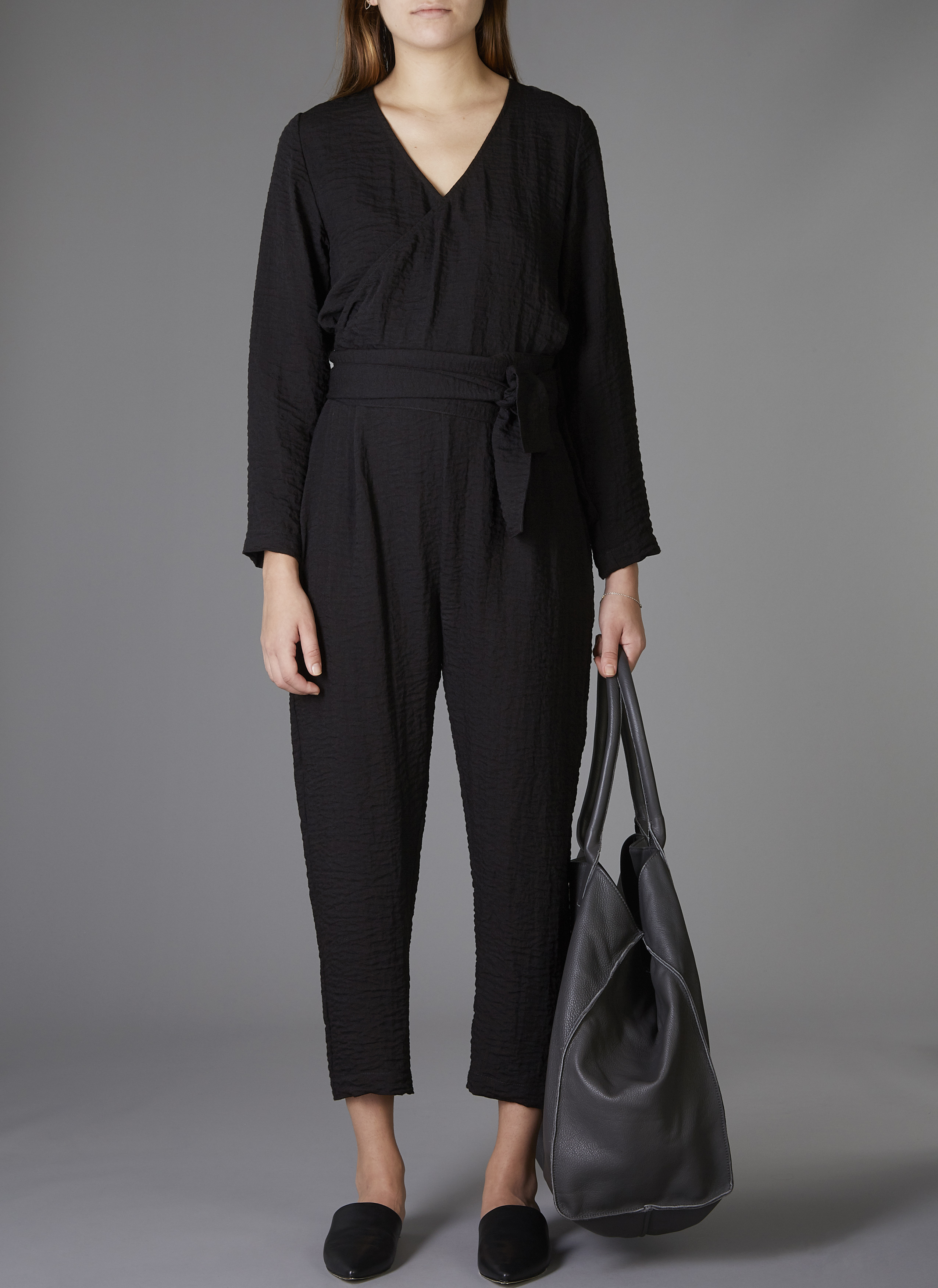 black crossover jumpsuit