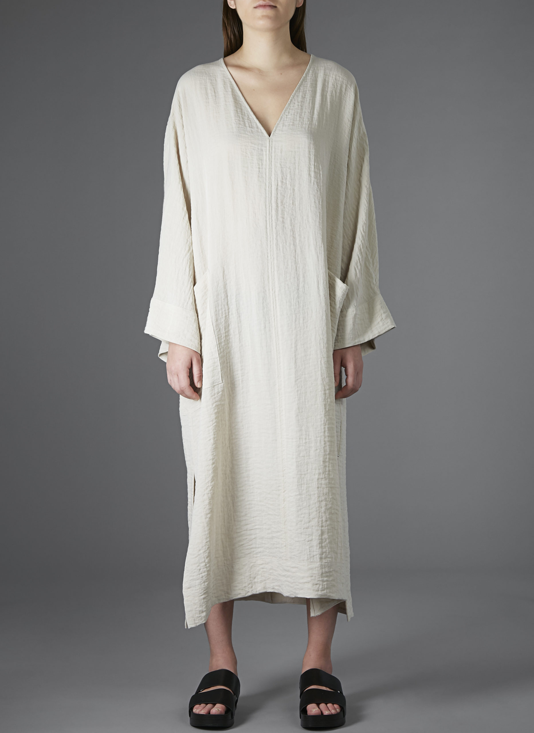 PATCH POCKET KAFTAN DRESS IN DESERT RIPPLE CLOTH - GREI New York