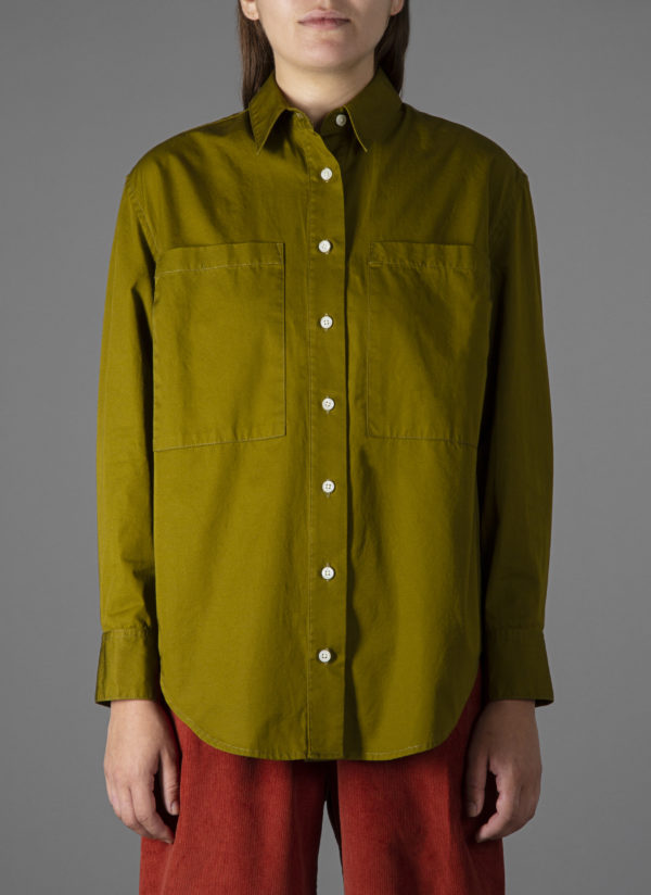 L/S TWO POCKET OVERSIZED SHIRT IN OLIVE