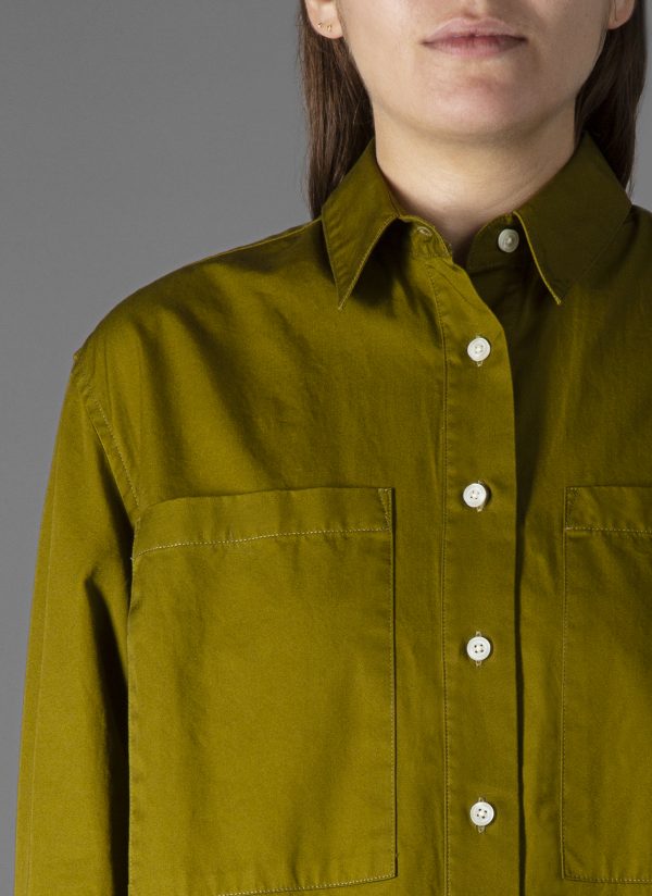 L/S TWO POCKET OVERSIZED SHIRT IN OLIVE - Image 2