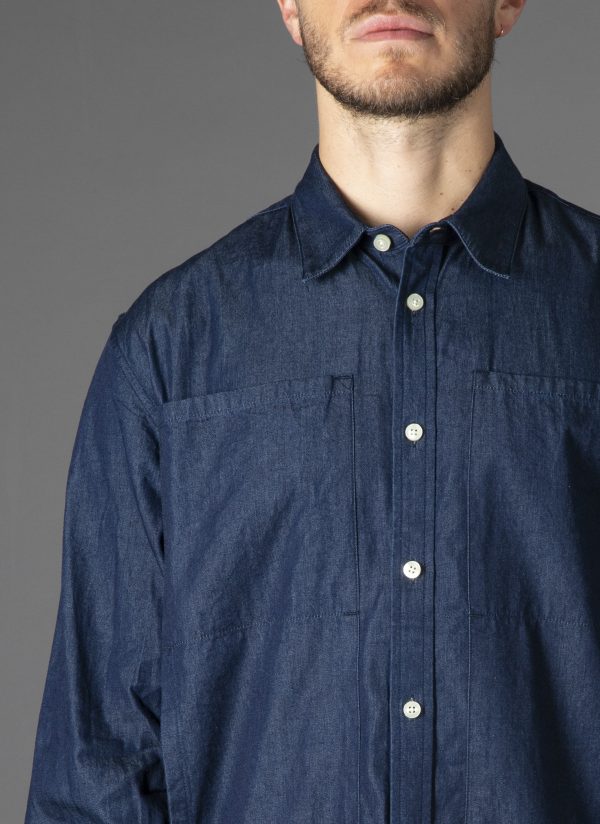 L/S RELAXED 4 POCKET SHIRT IN MIDNIGHT BLUE DENIM - Image 2