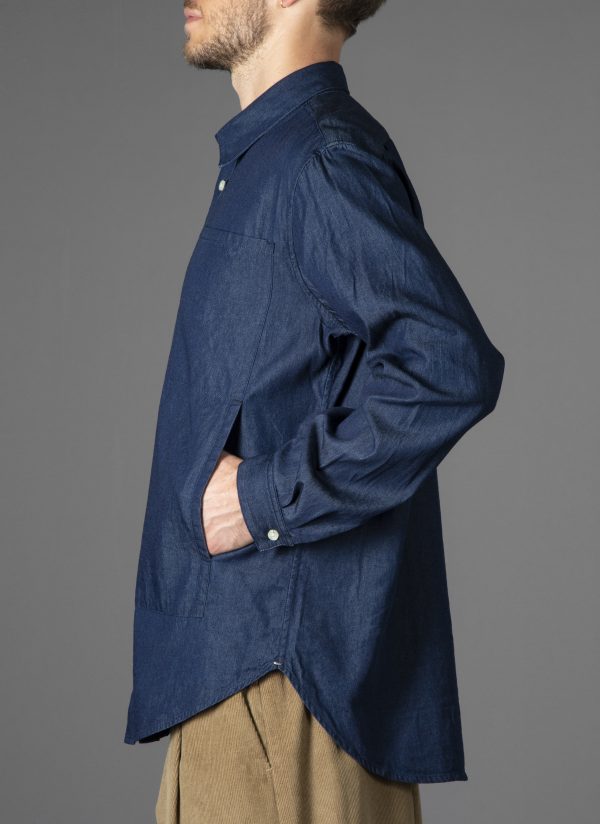 L/S RELAXED 4 POCKET SHIRT IN MIDNIGHT BLUE DENIM - Image 4
