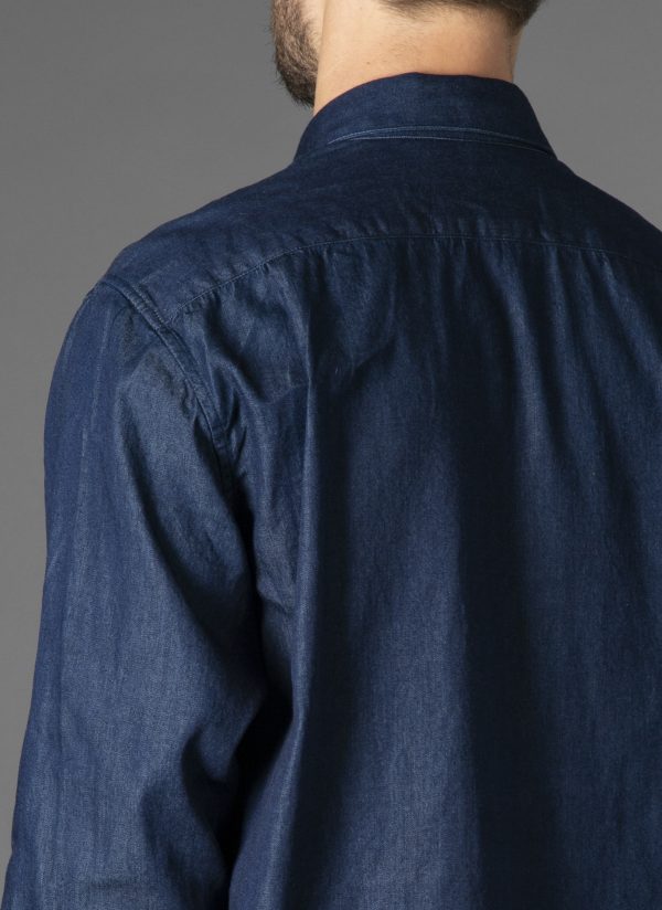 L/S RELAXED 4 POCKET SHIRT IN MIDNIGHT BLUE DENIM - Image 7