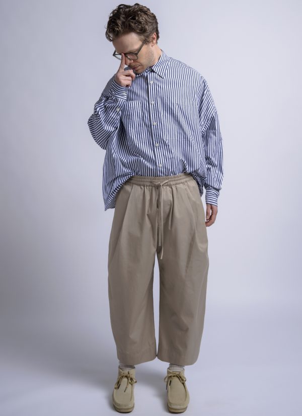 OVATE BAGGY PANT IN KHAKI FINE TWILL (MEN'S CUT) - Image 3