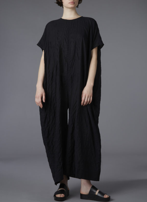 BOX JUMPSUIT IN BLACK CRINKLE LAWN - Image 6
