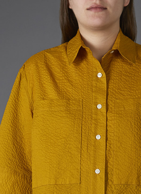 BOX SHIRT IN CURRY MICRO LINE CRINKLE - Image 2