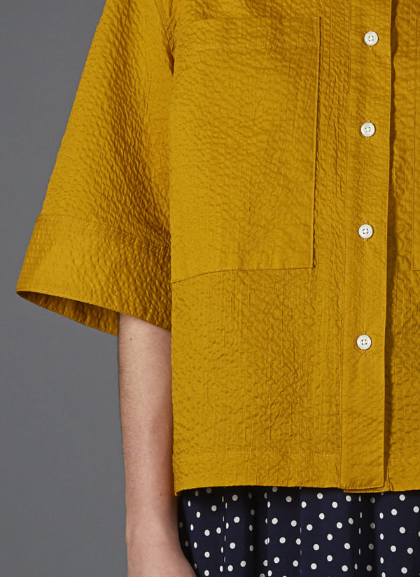 BOX SHIRT IN CURRY MICRO LINE CRINKLE - Image 3
