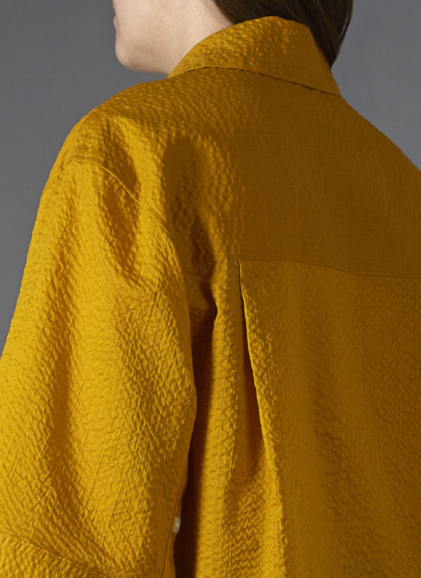 BOX SHIRT IN CURRY MICRO LINE CRINKLE - Image 5