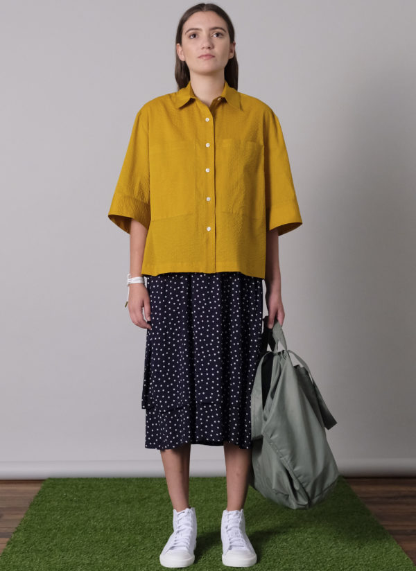 BOX SHIRT IN CURRY MICRO LINE CRINKLE - Image 7