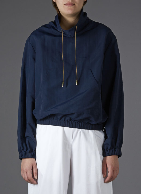 COWL NECK TRACK JACKET IN MIDNIGHT BLUE