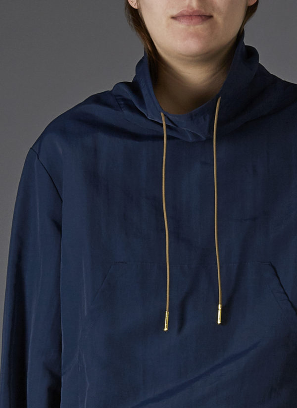 COWL NECK TRACK JACKET IN MIDNIGHT BLUE - Image 3