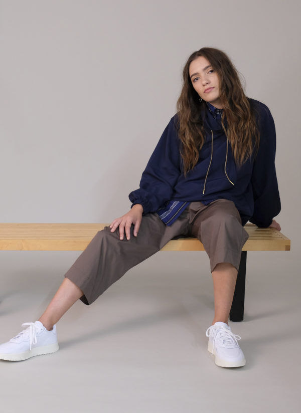 COWL NECK TRACK JACKET IN MIDNIGHT BLUE - Image 8