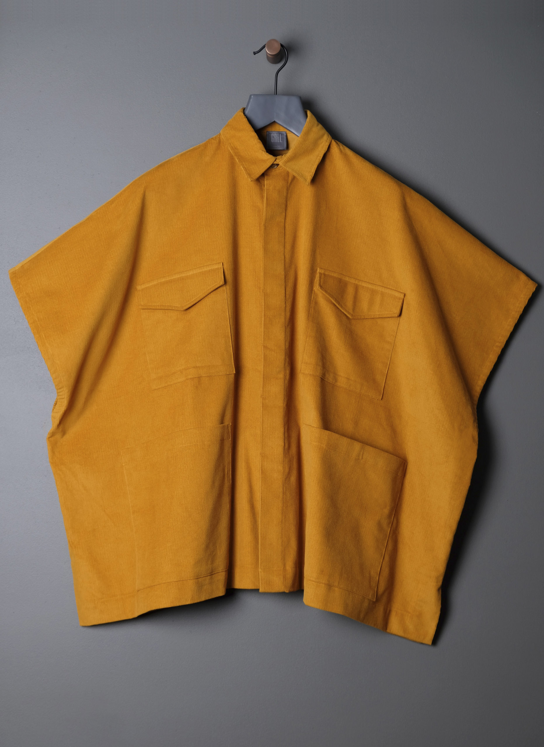 4-POCKET SHIRT PONCHO IN TURMURIC - GREI New York