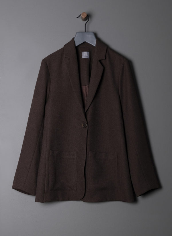 ONE BUTTON SUIT JACKET IN ESPRESSO