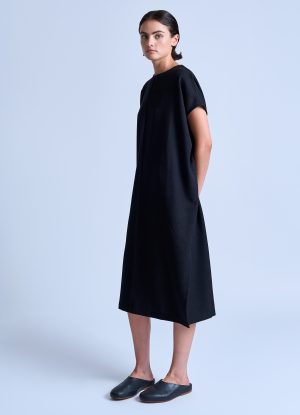 CHITON TIE DRESS IN BLACK CREPE