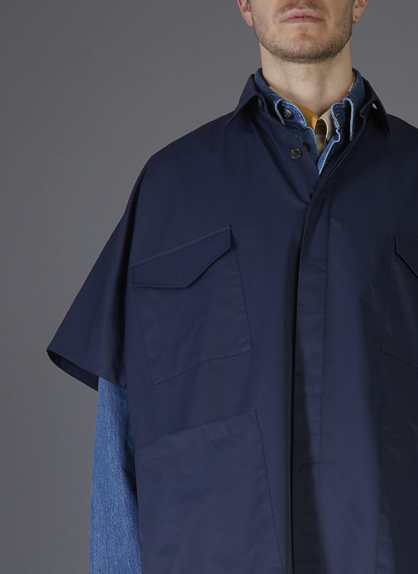 4-POCKET SHIRT PONCHO IN MIDNIGHT BLUE - Image 3