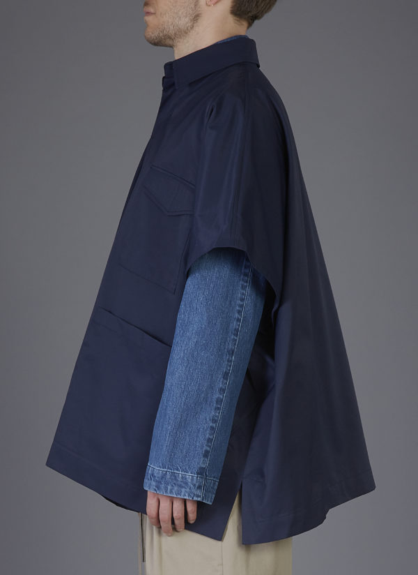 4-POCKET SHIRT PONCHO IN MIDNIGHT BLUE - Image 5