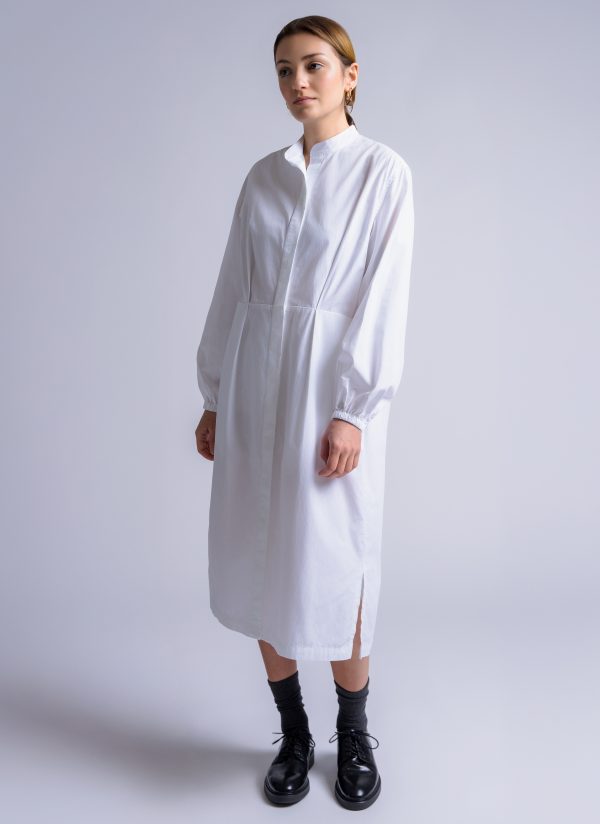 LANTERN SHIRT DRESS IN WHITE WASHED POPLIN - Image 2