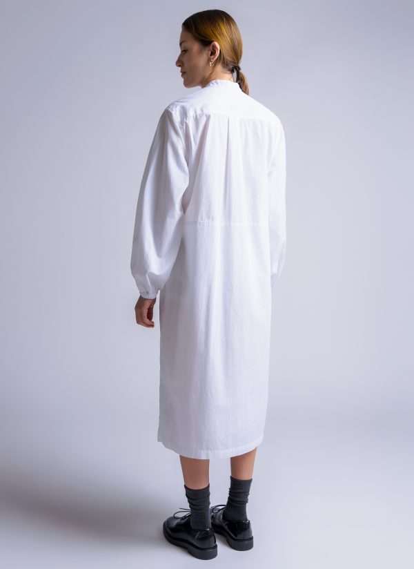 LANTERN SHIRT DRESS IN WHITE WASHED POPLIN - Image 5
