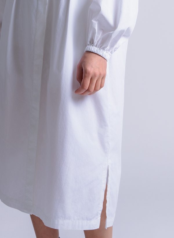 LANTERN SHIRT DRESS IN WHITE WASHED POPLIN - Image 4