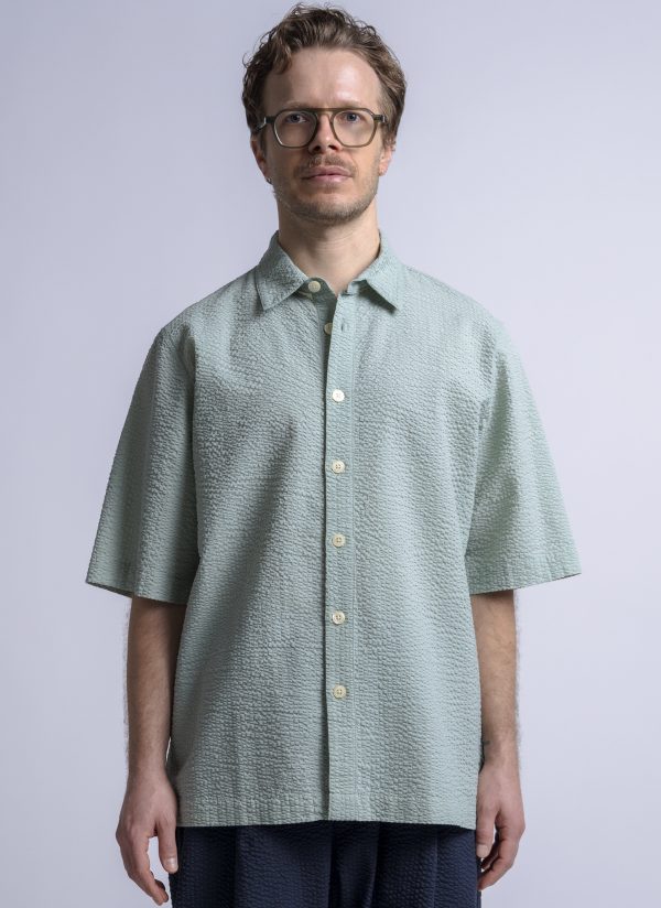 S/S BOX SHIRT IN SEAGRASS SEERSUCKER - Image 2