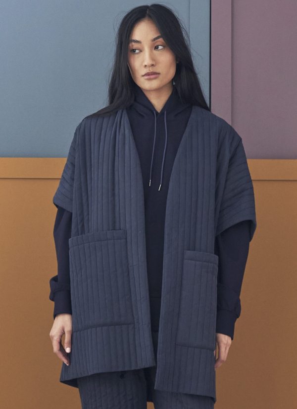 ARTIST JACKET IN MIDNIGHT BLUE CHANNEL QUILTING