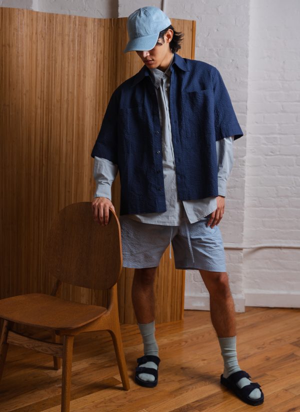S/S MODERNIST SHIRT IN PACIFIC SEERSUCKER CRINKLE