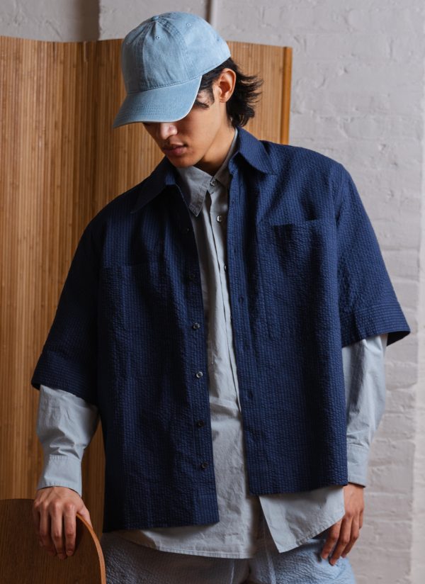 S/S MODERNIST SHIRT IN PACIFIC SEERSUCKER CRINKLE - Image 3