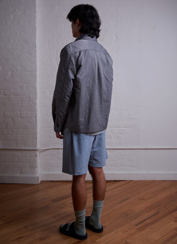 PHOTOGRAPHER JACKET IN GREY SILVER CRUSHED NYLON TWILL - Image 6