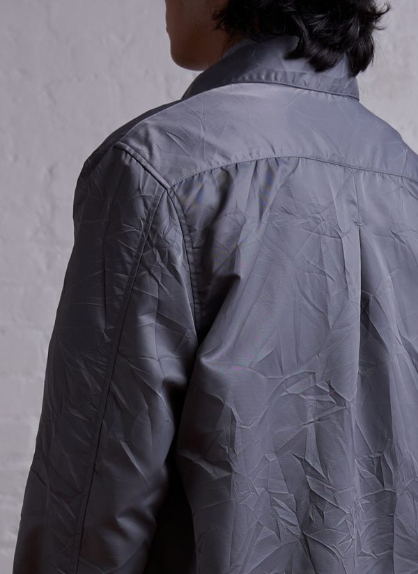 PHOTOGRAPHER JACKET IN GREY SILVER CRUSHED NYLON TWILL - Image 7