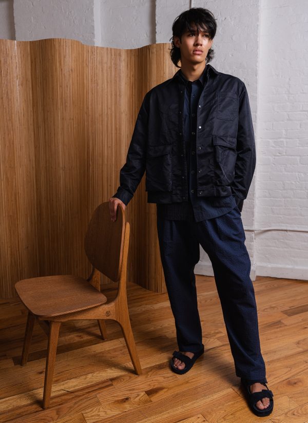 PHOTOGRAPHER JACKET IN MIDNIGHT BLUE CRUSHED NYLON TWILL