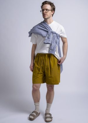 BAGGY CAMP SHORT IN BRIGHT OLIVE PARACHUTE NYLON