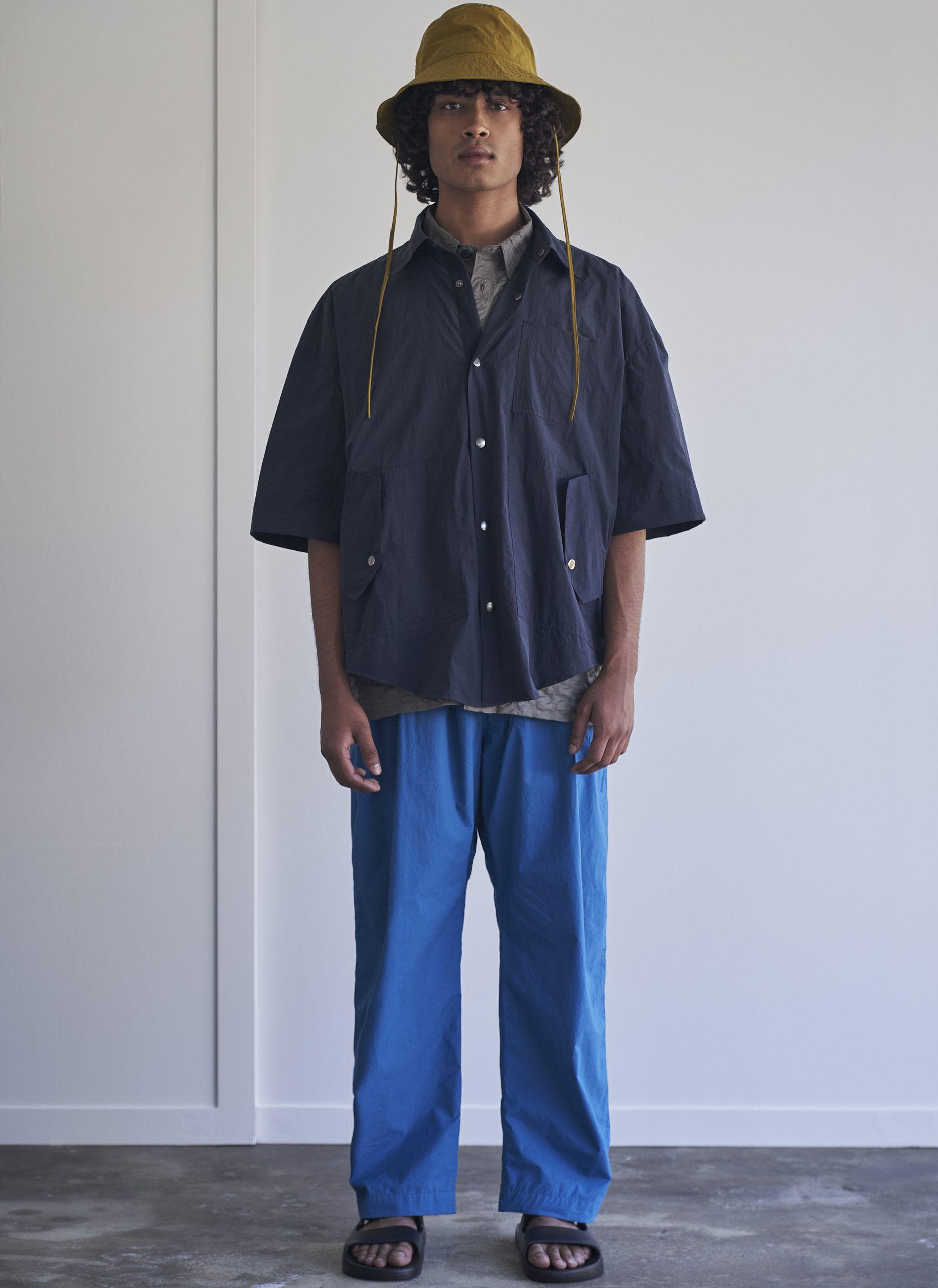 S/S OVERSIZED OVERSHIRT IN MIDNIGHT BLUE PARACHUTE NYLON - GREI New York