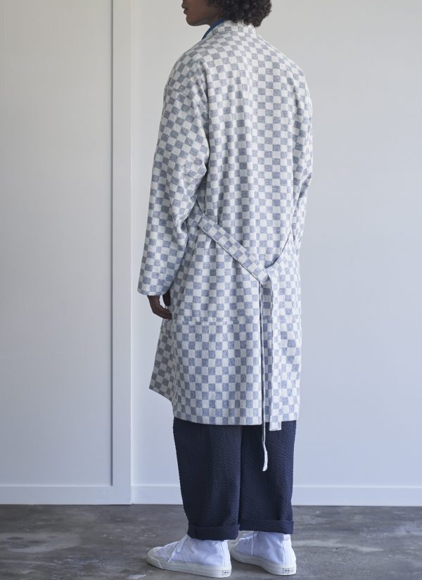 PANEL ROBE IN FOG CHECK TERRY - Image 2