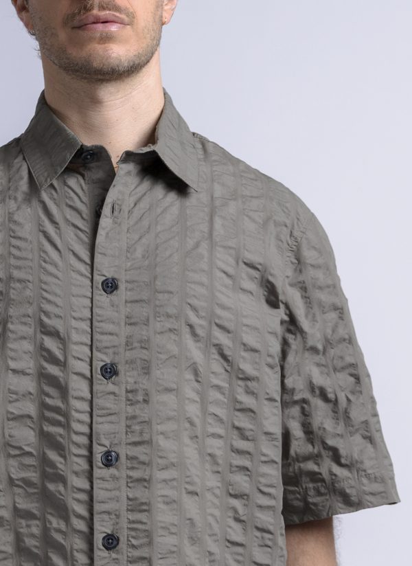 S/S BOX SHIRT IN SMOKY ASH MACRO LINE CRINKLE - Image 3