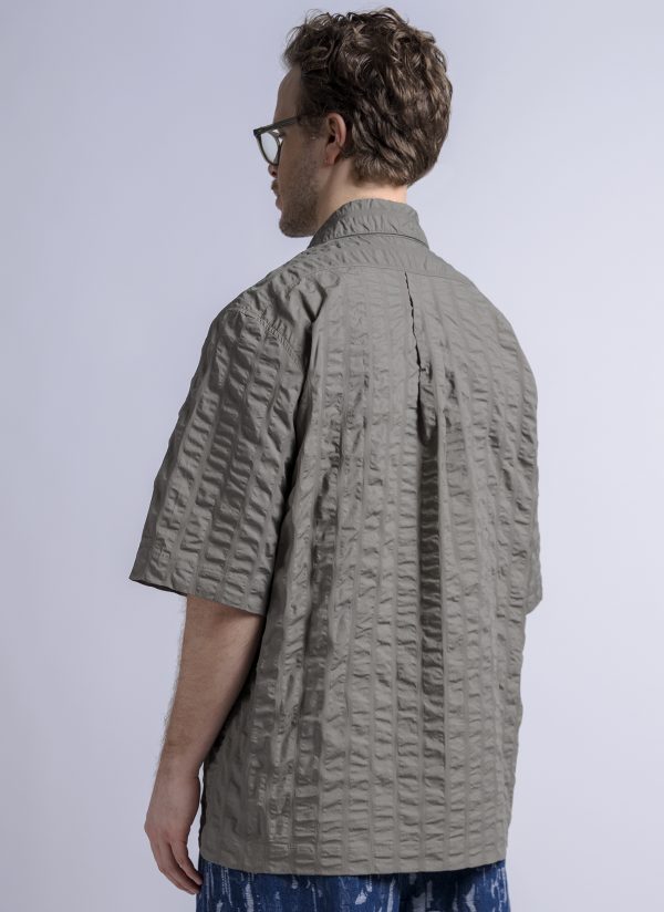 S/S BOX SHIRT IN SMOKY ASH MACRO LINE CRINKLE - Image 5