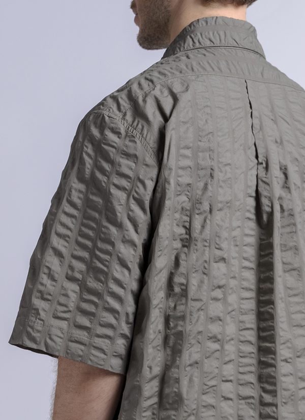 S/S BOX SHIRT IN SMOKY ASH MACRO LINE CRINKLE - Image 6