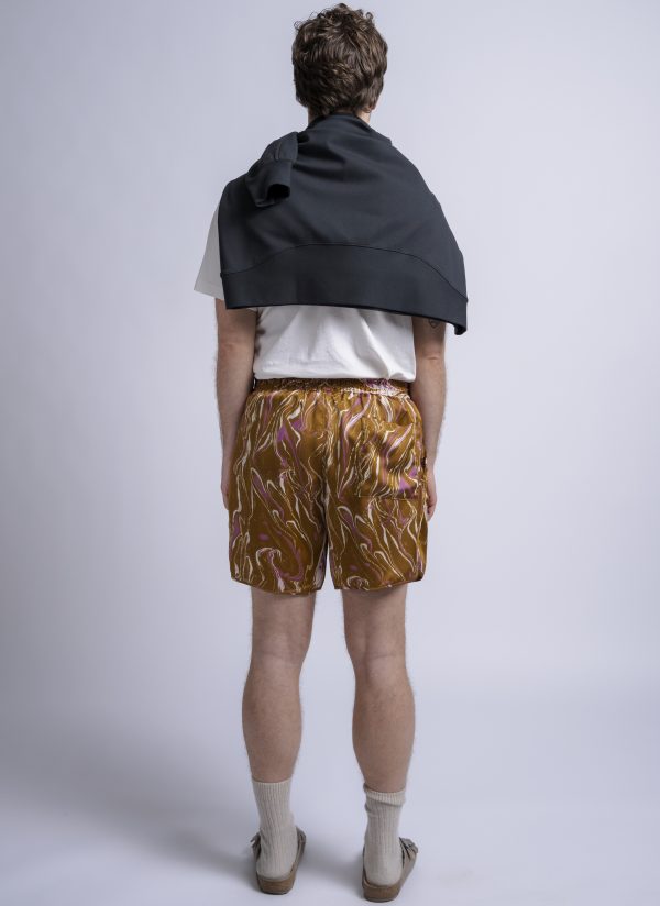TRACK SHORT IN CURRY MARBLE PRINT - Image 7
