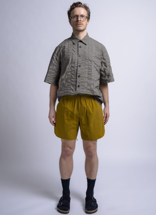 TRACK SHORT IN BRIGHT OLIVE PARACHUTE NYLON - Image 2