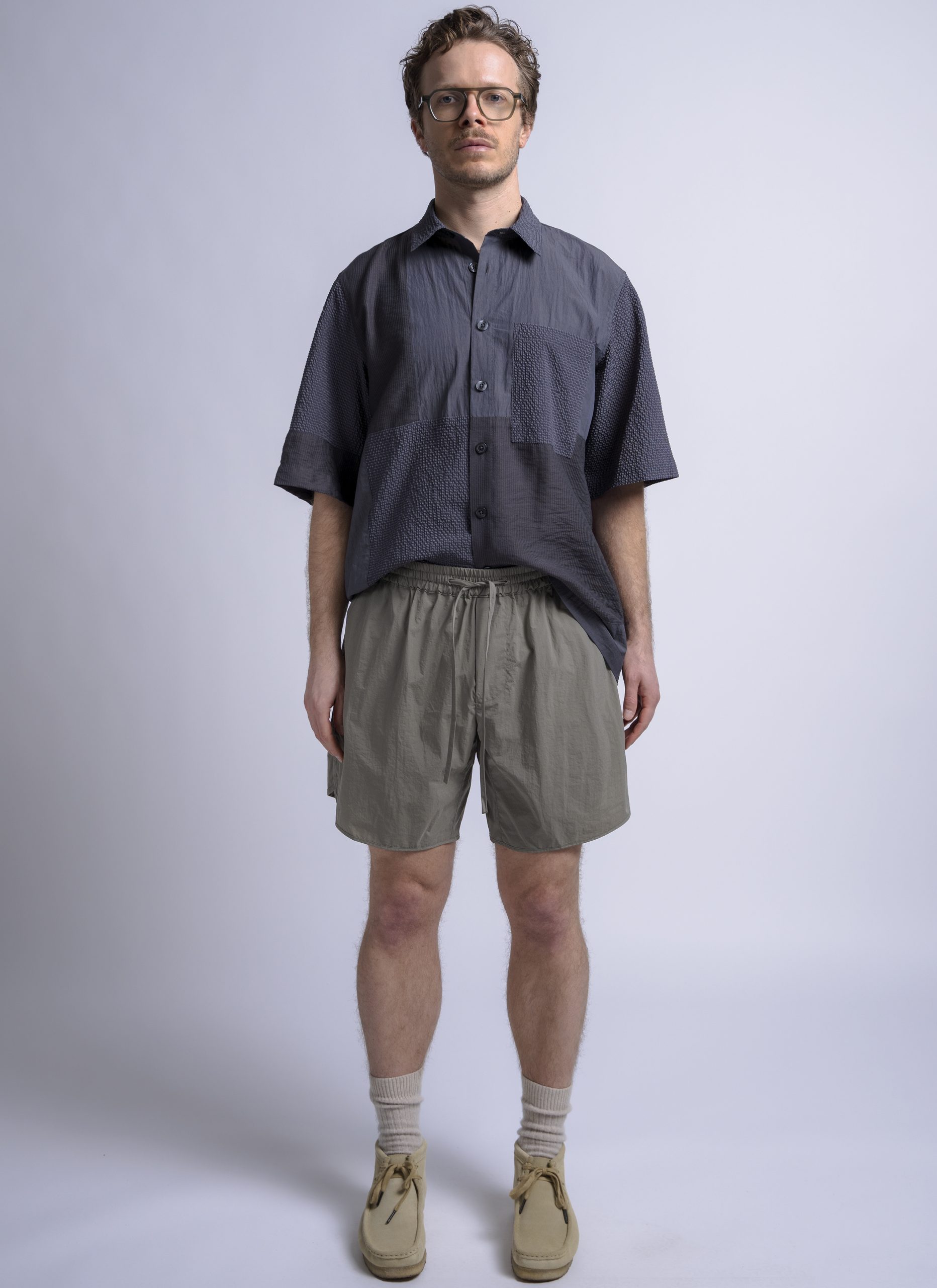 Nylon track shorts top