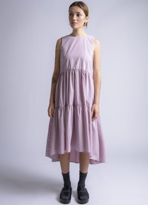 SLEEVELESS VIRAGO DRESS IN LILAC ENZYME WASHED POPLIN