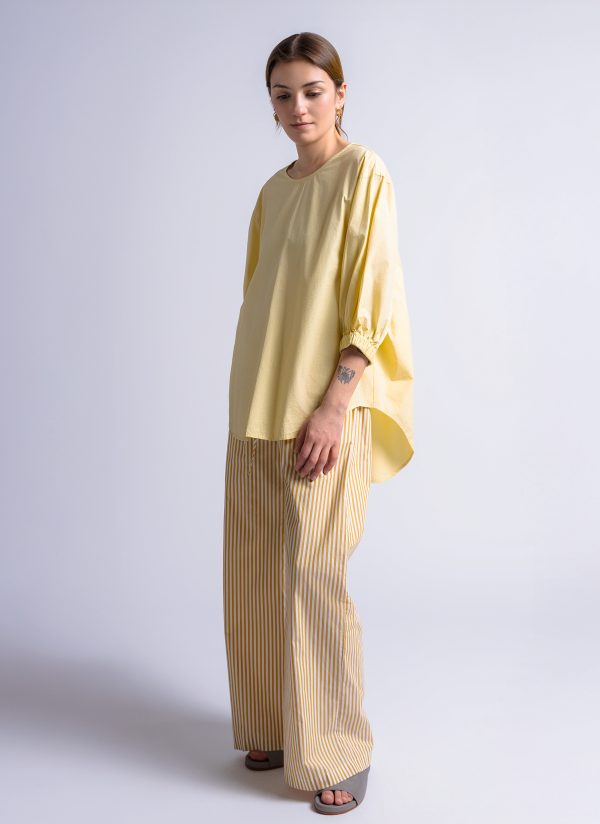 VIRAGO TOP IN PALE YELLOW ENZYME WASHED POPLIN - Image 2