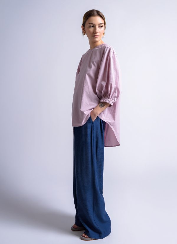 VIRAGO TOP IN LILAC ENZYME WASHED POPLIN