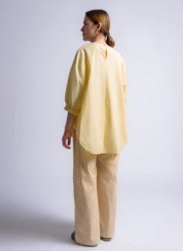 VIRAGO TOP IN PALE YELLOW ENZYME WASHED POPLIN - Image 3