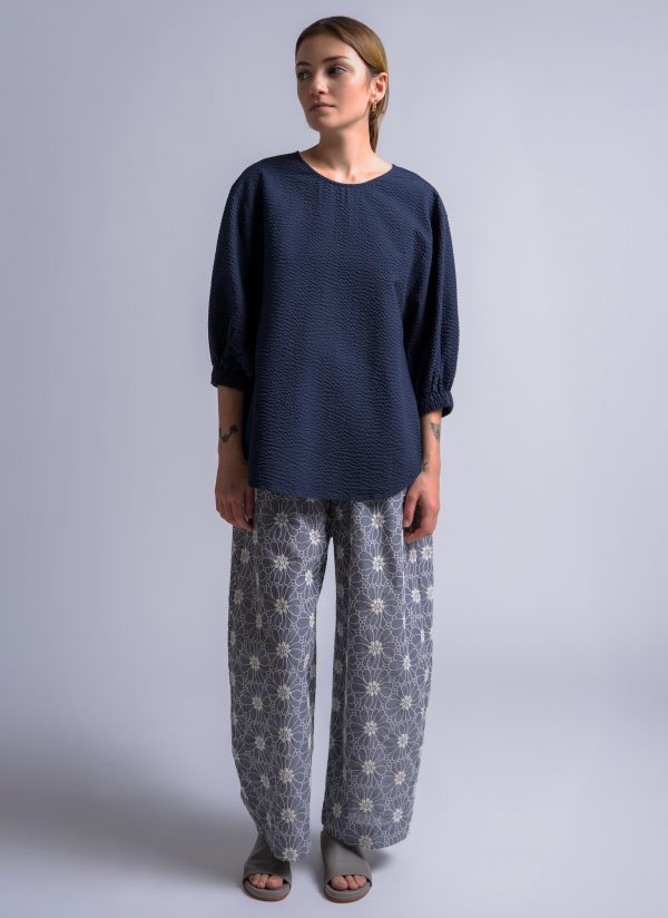 VIRAGO TOP IN MIDNIGHT BLUE SEERSUCKER CRINKLE - Image 3